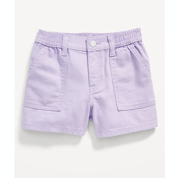 Elasticized High-Waisted Utility Jean Shorts for Girls in Lavender Purple - Picture 1 of 2